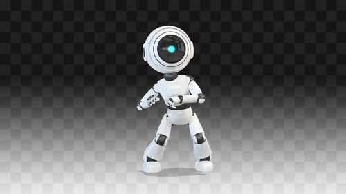 Cute White Robot Dancing 3D Animation