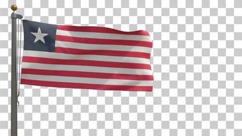 Liberia Waving Flag on Transparent Alpha Channel Background