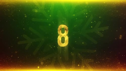 Golden Numbers Christmas Countdown with Snowflakes