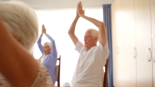 Seniors Group Exercise in Assisted Living Setting