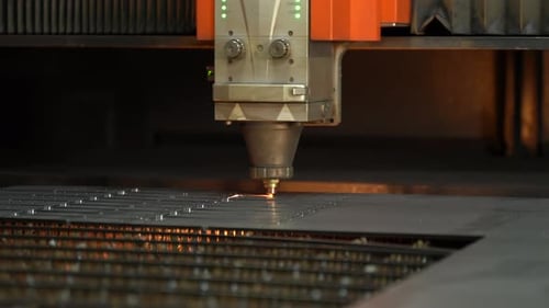 Metal Cutting Machine with Sparks in Factory
