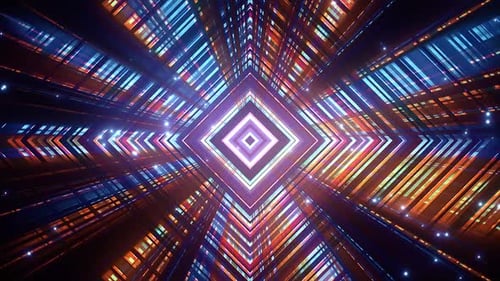 Futuristic Abstract Light Grid Tunnel Seamless Loop