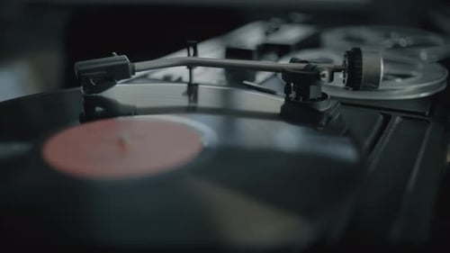 Turntable Needle on a Vinyl Record
