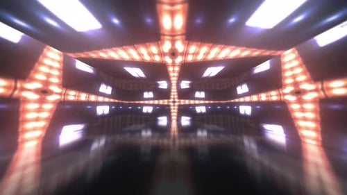 Energetic Futuristic Light Tunnel with Dynamic Grid Pattern