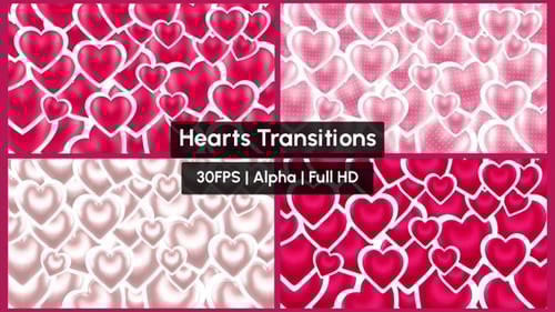 Romantic Heart Transitions with Alpha Channel