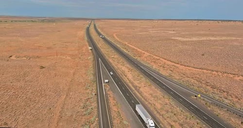 A Highway in New Mexico Along the Desert Landscape of American Country