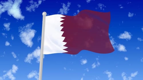 Waving Flag Of Qatar 3D Animated Loop