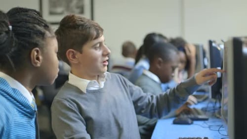 Students Working on Computers in Classroom