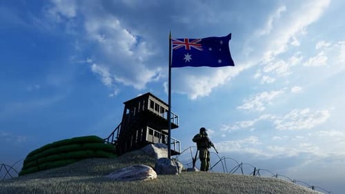 Soldier Protecting Guard by Australian Country Border
