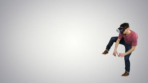 Young Adult Exploring Virtual Reality with VR Headset