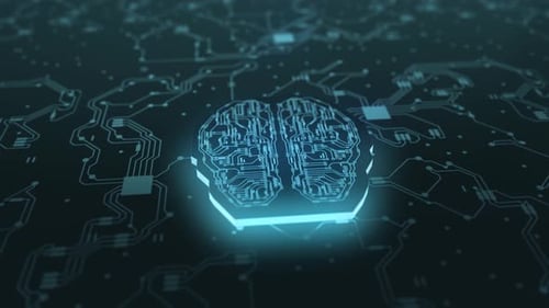 Digitales Gehirn, künstliche Intelligenz, Netzwerkverbindung 03 4K