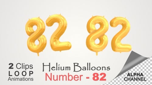 3D Golden Foil Number Balloons Floating Loop Animation