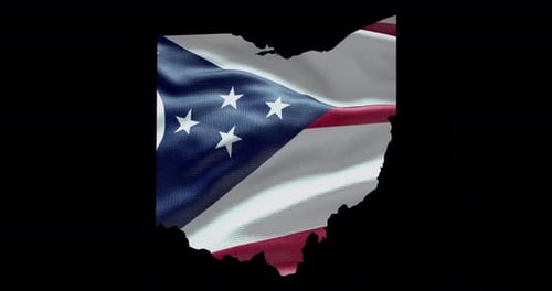Ohio State Map with Waving Flag Animation