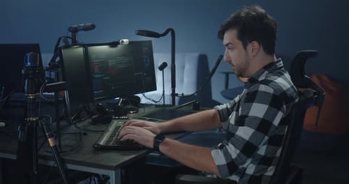 Programmer Working in Common Office