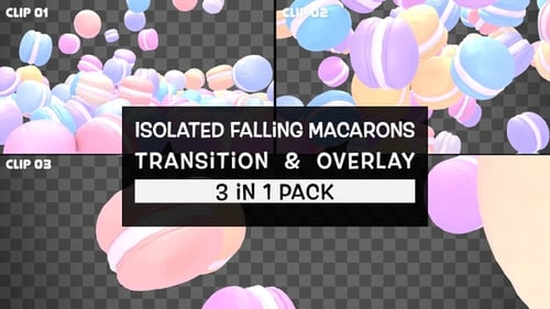 Pastel Macarons Falling Motion Graphic Overlay Transition Pack
