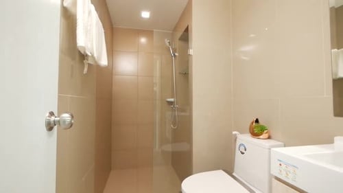 Small White Bathroom in an Apartment/ Hotel Room