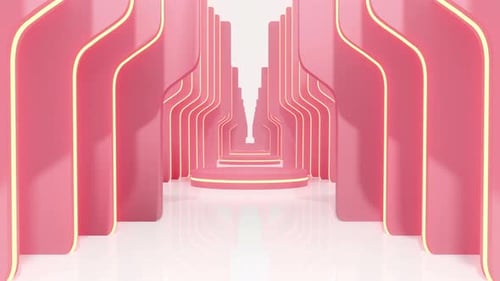 Abstract Pink Tunnel with Glowing Lines and Platforms Loop