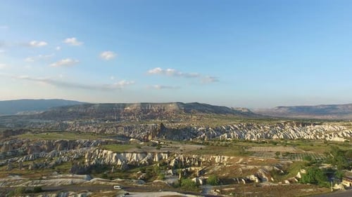 Aerial view of fairy chimneys at Urgup, Cappadocia, Turkey
