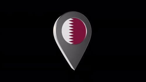 Qatar Flag 3D Location Pin Rotating Animation