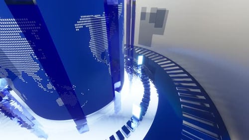 Digital Global News Broadcast Intro Animation with Dotted World Map