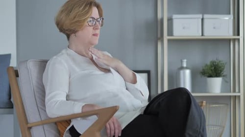 Woman Coughing, Health Concerns Indoors