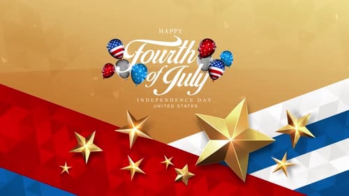 Fourth of July Independence Day United States of America State with Flag 4K