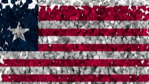Liberia Flag Breaking Rocks Transition