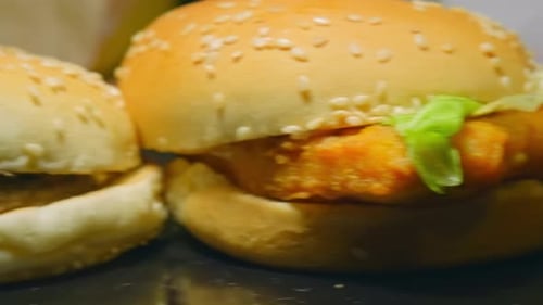 Close-up Two Hamburgers