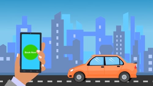 Smartphone App Booking Car Service Flat Design Animation