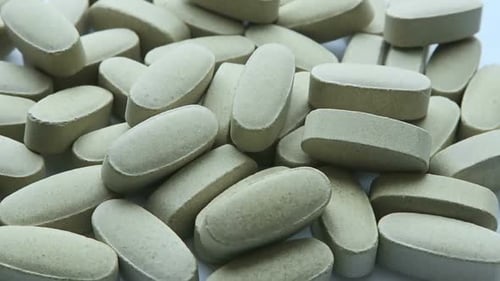 Pills Close Up on White Background