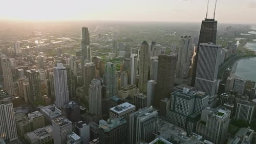 Modern Business Area with Glass Buildings