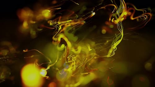 Abstract Flowing Golden Particle Light Streaks Background
