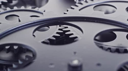 Rotating Gears in Close-up Detail