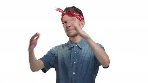 Young Adult Dance Gestures with a Red Bandana