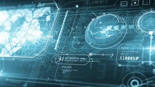 Advanced Digital Technology HUD Interface and Data Visualization