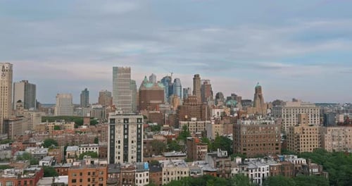 Aerial View of the Brooklyn Downtown Skyline Buildings in New York City of Panoramic Landscape