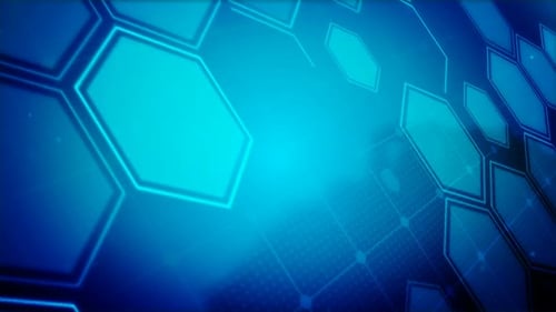 Animated Blue Hexagon Digital Grid Technology Background