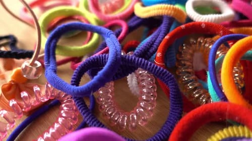 Colorful Hair Ties Fashion Close Up Shot