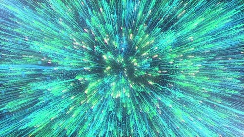 Abstract Green Blue Particle Burst Background Animation