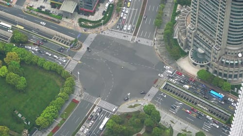 Aerial view of highway junctions shape letter x cross. Bridges, roads, or streets in transportation