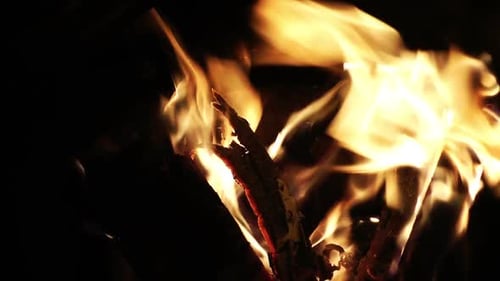 Yellow Wood Flames Burning
