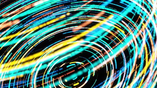 Verdrehte digitale Spirale aus Neonstreifen