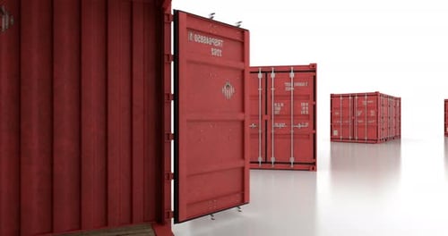 Red Shipping Container Doors Opening and Closing Animation