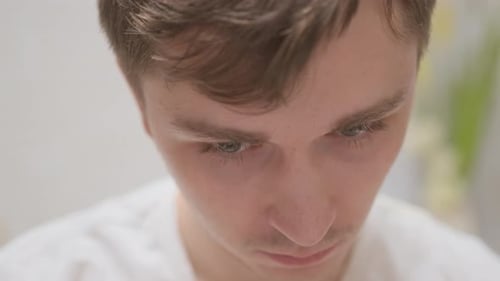 Young Man Close Up Shot Indoors