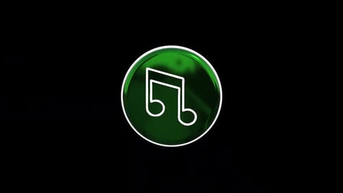 Green Glass 3D Music Note Icon Rotation Loop