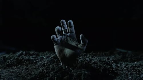 Hand Rising from the Grave at Night