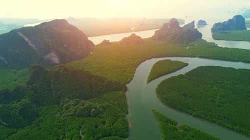 Beautiful View of Phang Nga Bay from Samed Nang Chee Viewpoint.
