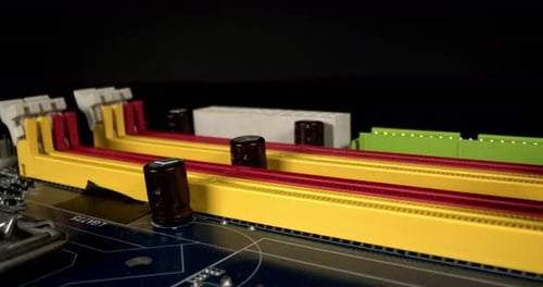 Close Up Shot of Computer Motherboard Components