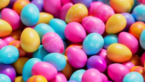 Multicolour Easter eggs. Bright colour painted eggs while spring celebration.