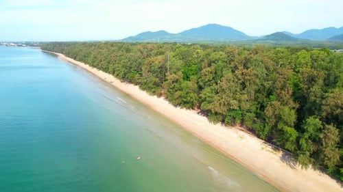 4K aerial view from a drone. coast with turquoise waters and beautiful beaches.